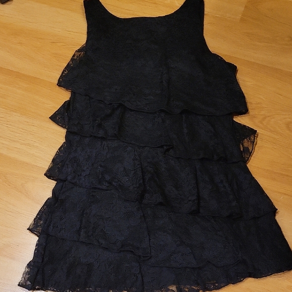 Express Black Lace Ruffle Top - Picture 2 of 5